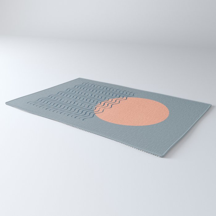 Ocean Wave Sun Blue - Mid Century Modern Rug Gallery Image 3