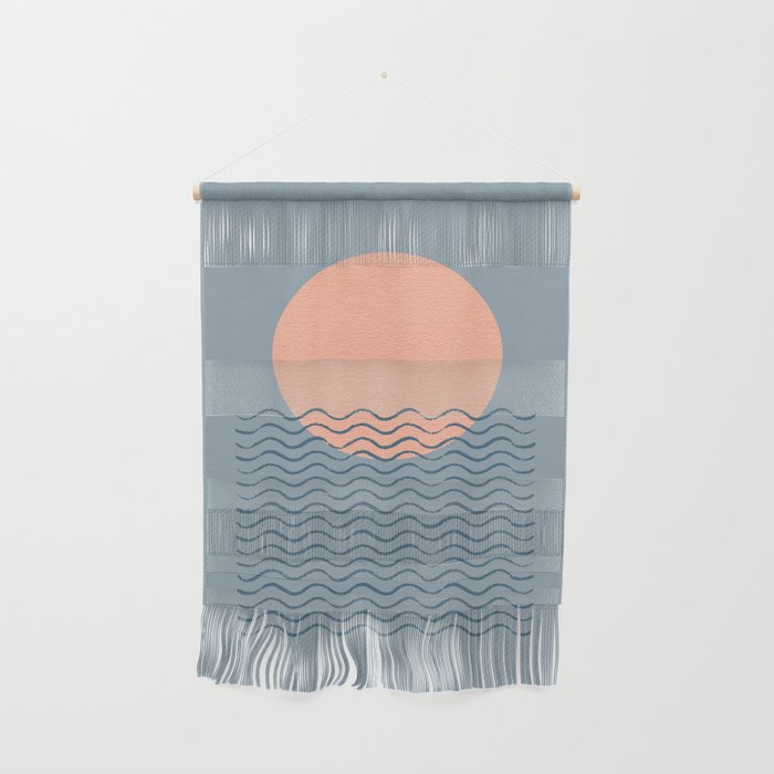 Ocean Wave Sun Blue - Mid Century Modern Wall Hanging Gallery Image 1
