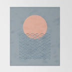 Ocean Wave Sun Blue - Mid Century Modern Throw Blanket Gallery Image 2