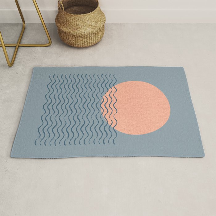 Ocean Wave Sun Blue - Mid Century Modern Rug Gallery Image 1