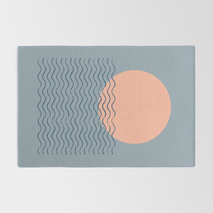 Ocean Wave Sun Blue - Mid Century Modern Rug Gallery Image 2