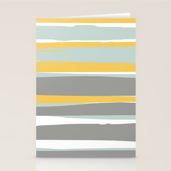 Stripe Abstract, Sun and Beach, Yellow, Pale, Aqua Blue and Gray Stationery Card Gallery Image 1