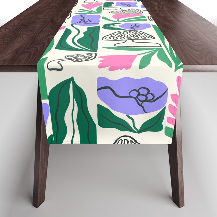 Spring Morels and Flowers Pattern Table Runner Gallery Image 1