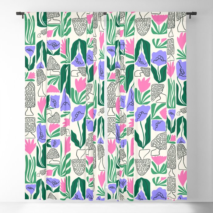 Spring Morels and Flowers Pattern Window Curtain Gallery Image 1