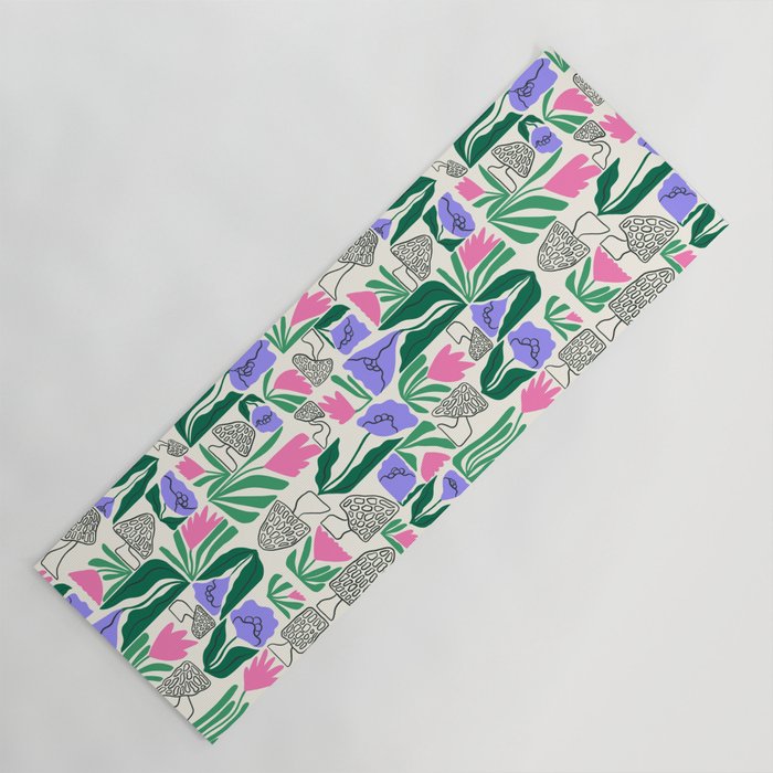 Spring Morels and Flowers Pattern Yoga Mat Gallery Image 1