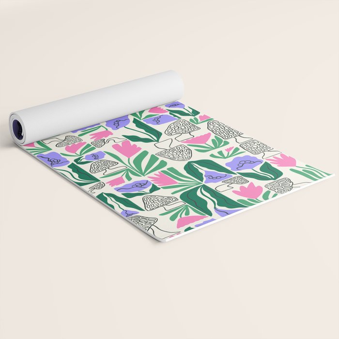 Spring Morels and Flowers Pattern Yoga Mat Gallery Image 2