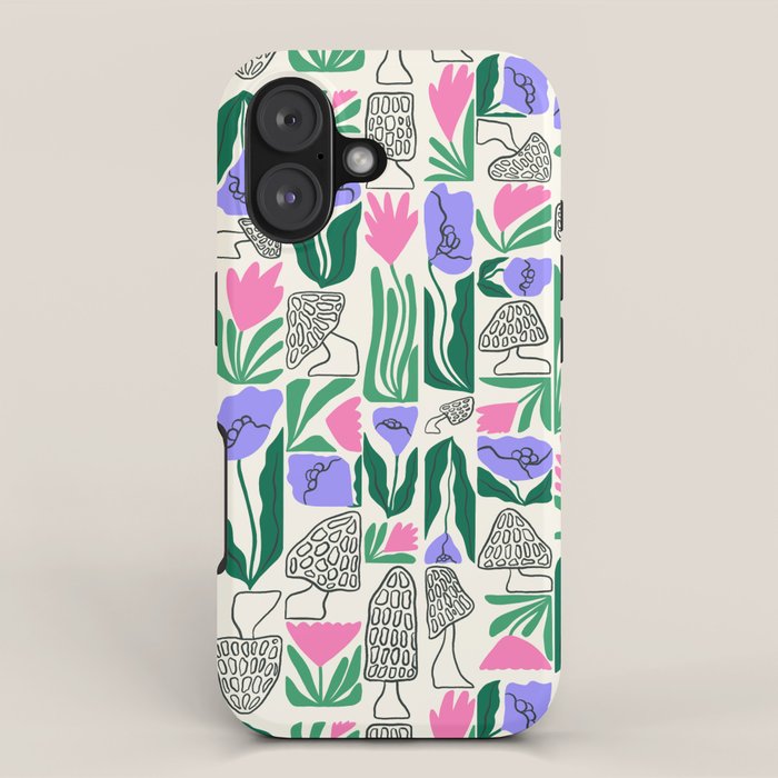 Spring Morels and Flowers Pattern iPhone Case Gallery Image 1