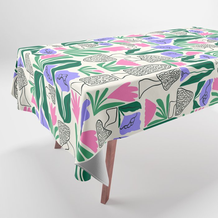 Spring Morels and Flowers Pattern Tablecloth Gallery Image 1