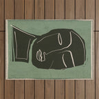 Minimal Abstract Art Face 2 Outdoor Rug Gallery Image 1