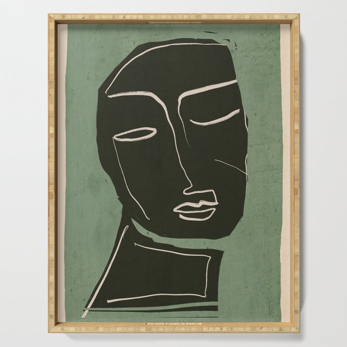 Minimal Abstract Art Face 2 Serving Tray Gallery Image 1