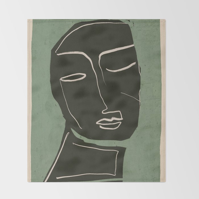 Minimal Abstract Art Face 2 Throw Blanket Gallery Image 2