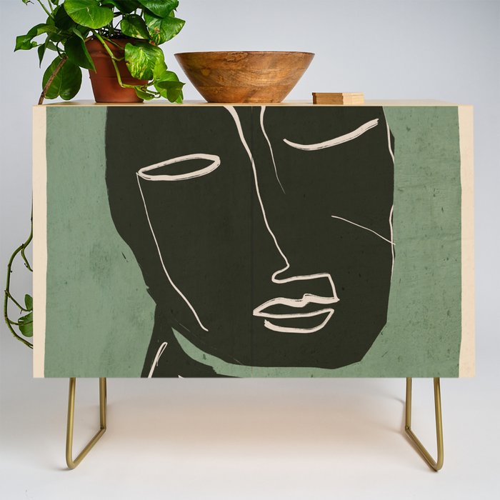 Minimal Abstract Art Face 2 Credenza Gallery Image 1