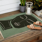 Minimal Abstract Art Face 2 Outdoor Rug Gallery Image 2