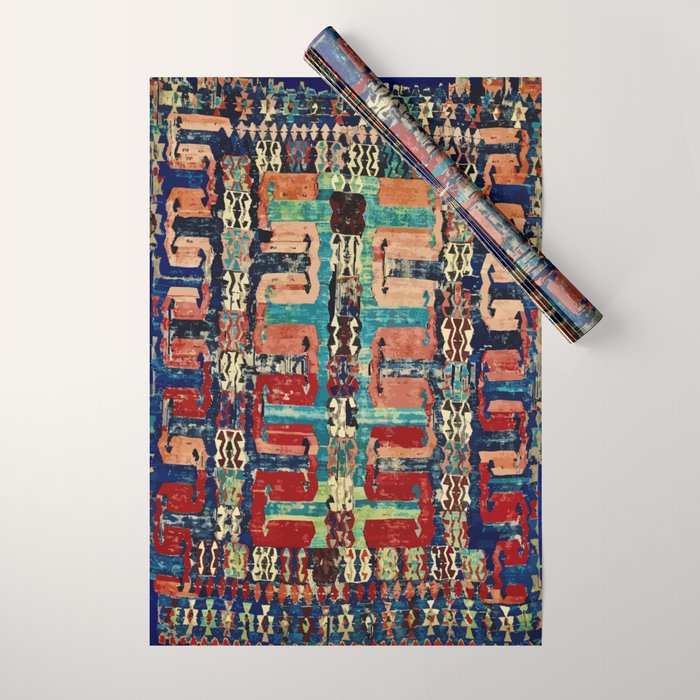 Karakecili Turkish Antique Kilim Flatweave Rug Pattern Wrapping Paper Gallery Image 1
