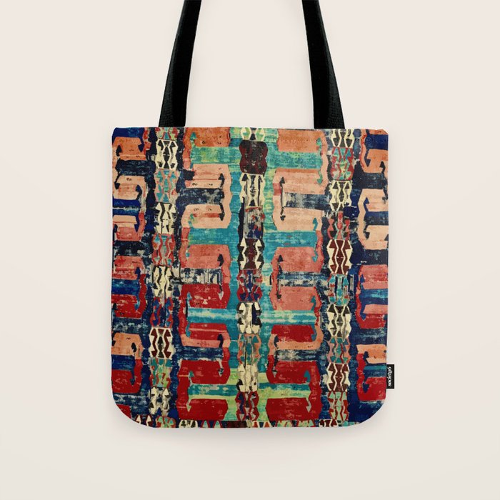 Karakecili Turkish Antique Kilim Flatweave Rug Pattern Tote Bag Gallery Image 1