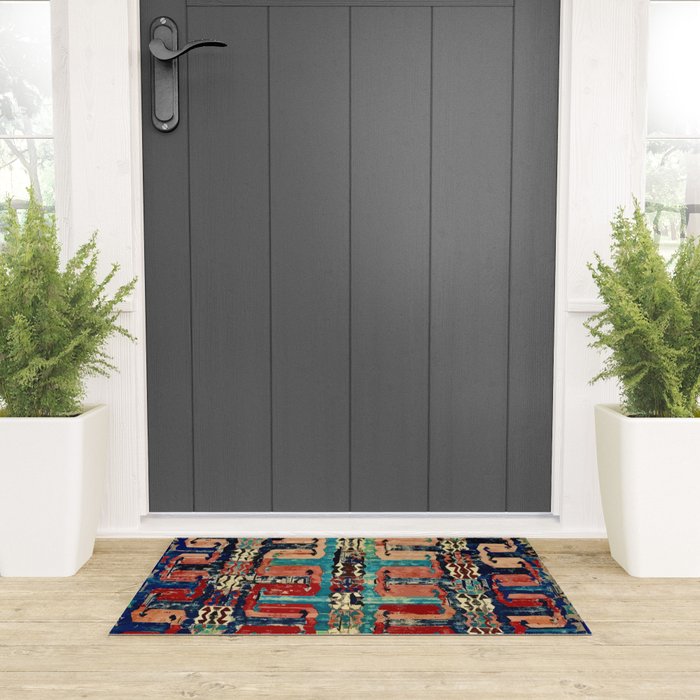 Karakecili Turkish Antique Kilim Flatweave Rug Pattern Welcome Mat Gallery Image 3