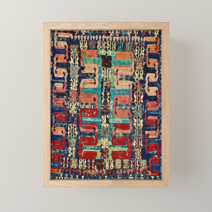 Karakecili Turkish Antique Kilim Flatweave Rug Pattern Mini Art Print Gallery Image 1