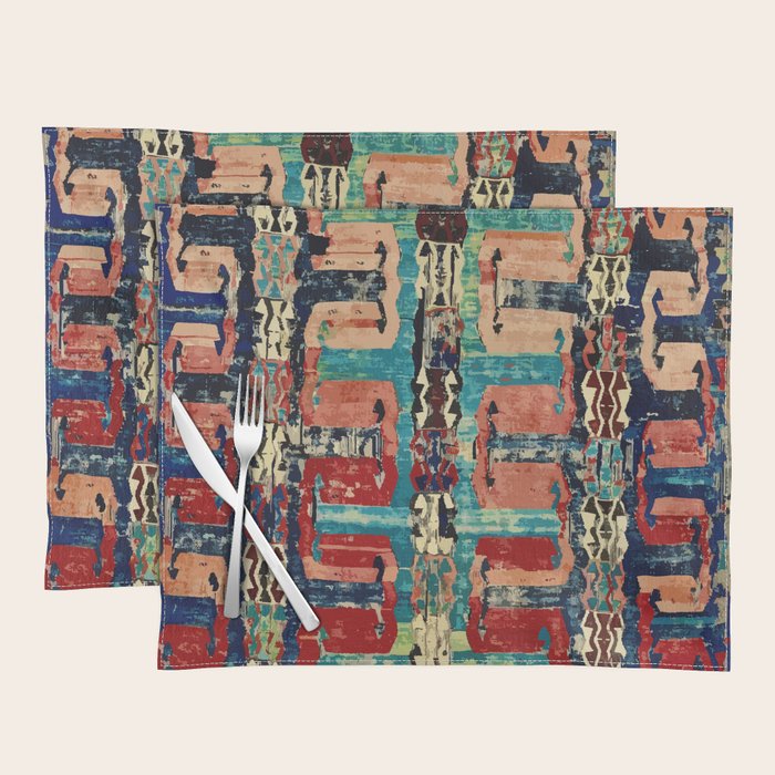 Karakecili Turkish Antique Kilim Flatweave Rug Pattern Placemat Gallery Image 1