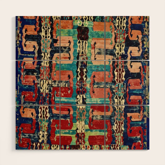 Karakecili Turkish Antique Kilim Flatweave Rug Pattern Wood Wall Art Gallery Image 1
