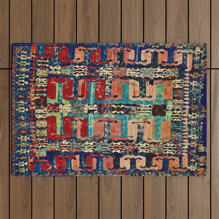 Karakecili Turkish Antique Kilim Flatweave Rug Pattern Outdoor Rug Gallery Image 1