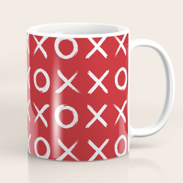 kisses and hugs // white on red Coffee Mug