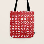 kisses and hugs // white on red Tote Bag Gallery Image 1