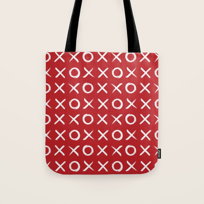 kisses and hugs // white on red Tote Bag Gallery Image 1