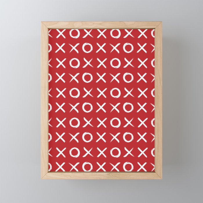 kisses and hugs // white on red Mini Art Print Gallery Image 1