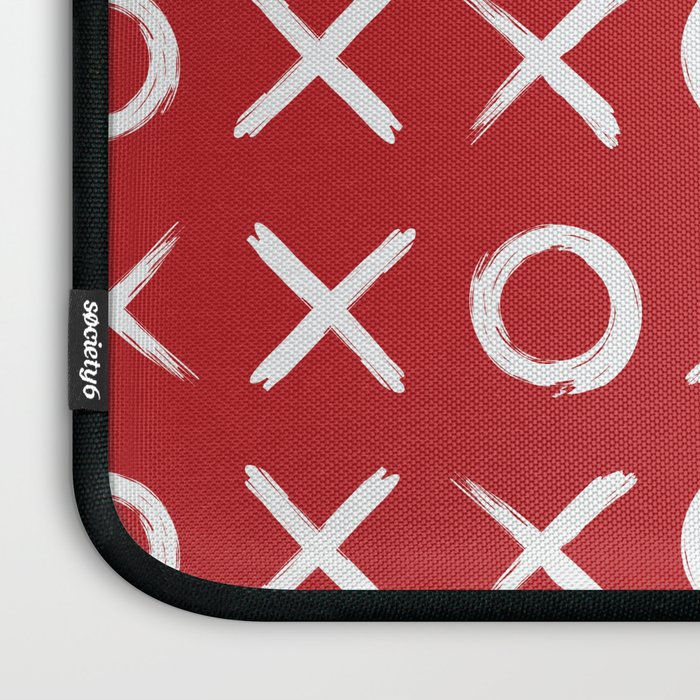 kisses and hugs // white on red Laptop Sleeve Gallery Image 3