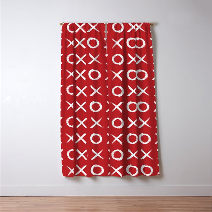 kisses and hugs // white on red Window Curtain Gallery Image 3