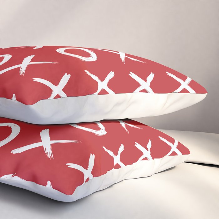 kisses and hugs // white on red Pillow Sham Gallery Image 3