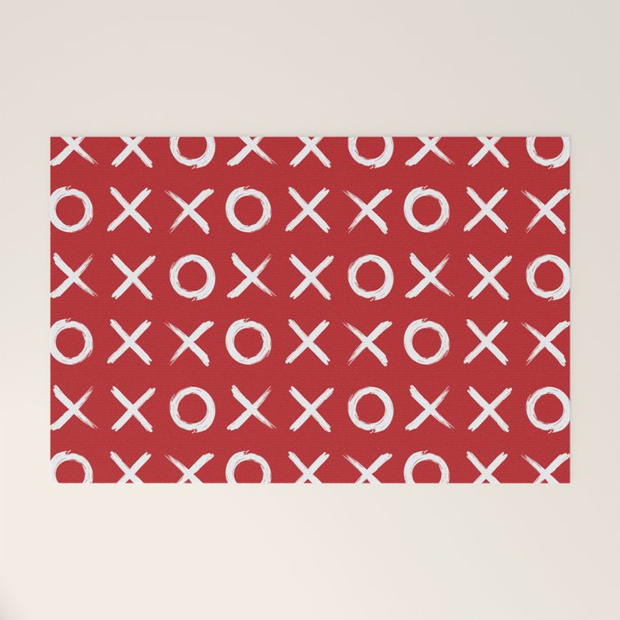 kisses and hugs // white on red Welcome Mat Gallery Image 1