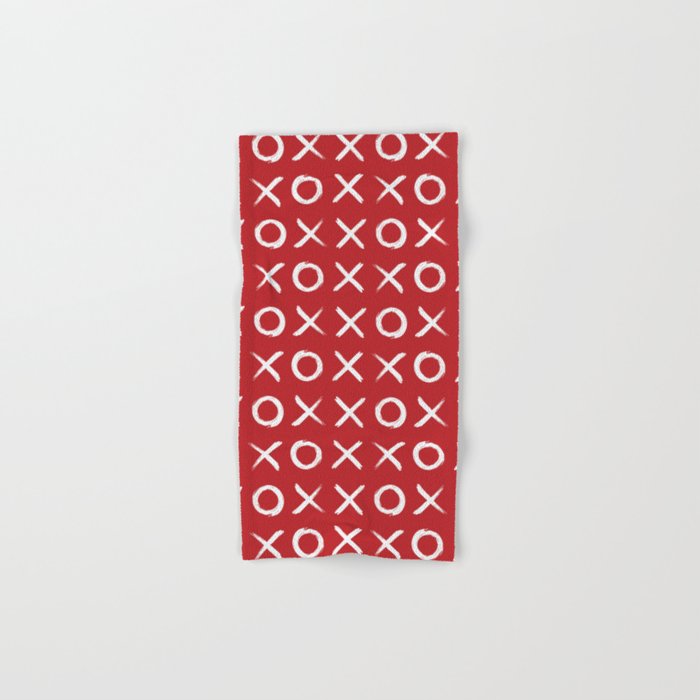 kisses and hugs // white on red Bath Towel Gallery Image 1