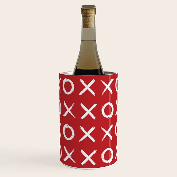 kisses and hugs // white on red Wine Chiller Gallery Image 1