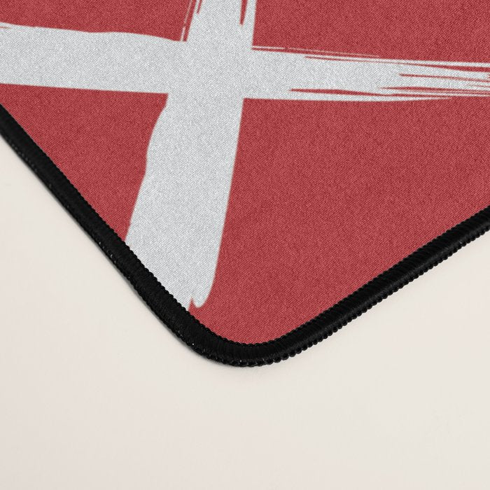kisses and hugs // white on red Desk Mat Gallery Image 4