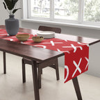 kisses and hugs // white on red Table Runner Gallery Image 2