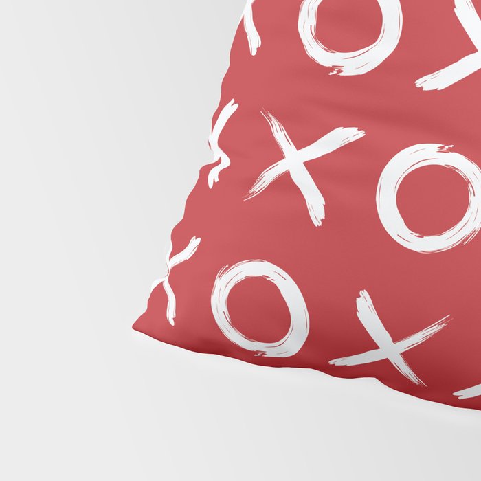 kisses and hugs // white on red Pillow Sham Gallery Image 4