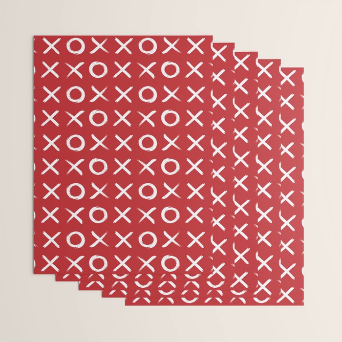 kisses and hugs // white on red Wrapping Paper Gallery Image 3
