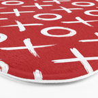 kisses and hugs // white on red Bath Mat Gallery Image 3