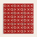kisses and hugs // white on red Wood Wall Art Gallery Image 1