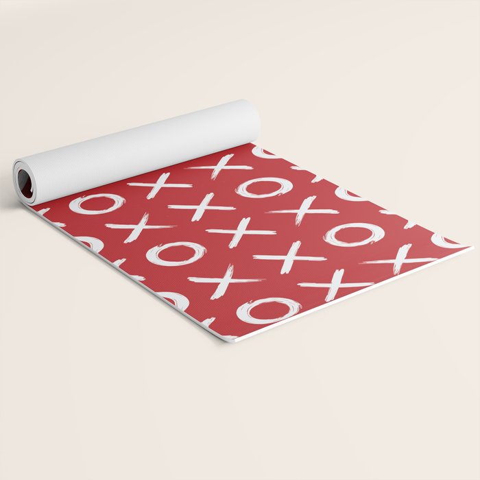 kisses and hugs // white on red Yoga Mat Gallery Image 2