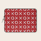kisses and hugs // white on red Laptop Sleeve Gallery Image 1