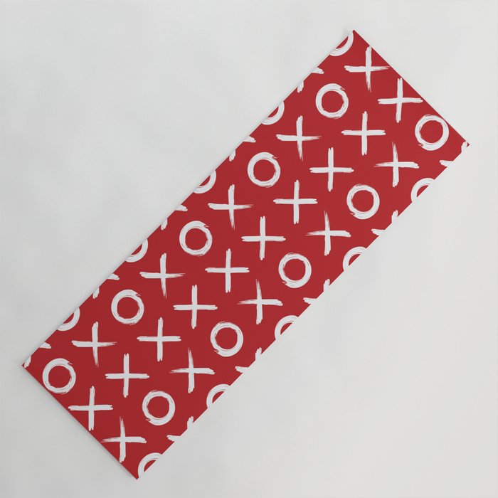 kisses and hugs // white on red Yoga Mat Gallery Image 1