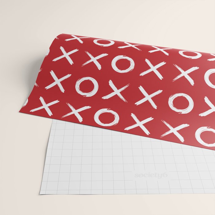 kisses and hugs // white on red Wrapping Paper Gallery Image 2