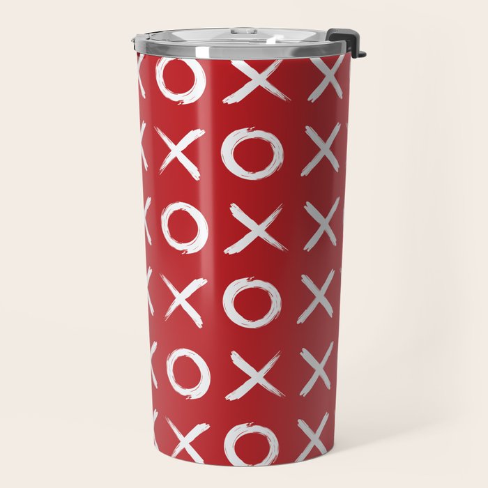 kisses and hugs // white on red Travel Mug Gallery Image 2