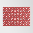 kisses and hugs // white on red Rug Gallery Image 2