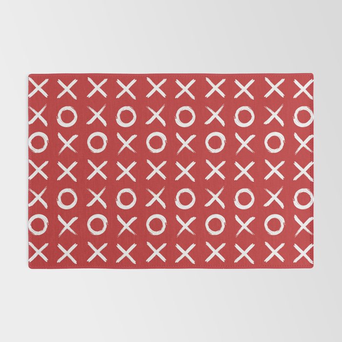 kisses and hugs // white on red Rug Gallery Image 2