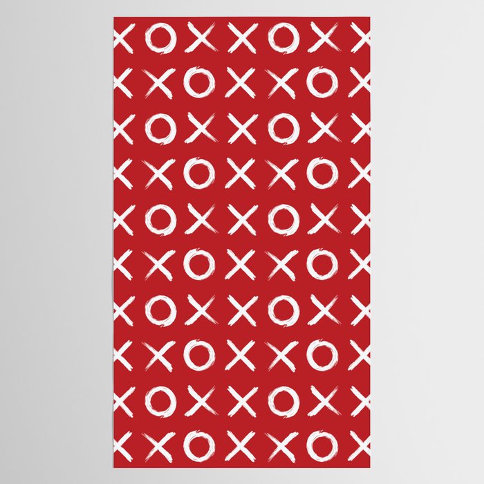 kisses and hugs // white on red Tablecloth Gallery Image 2
