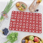 kisses and hugs // white on red Cutting Board Gallery Image 2