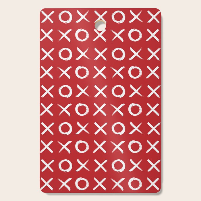 kisses and hugs // white on red Cutting Board Gallery Image 1